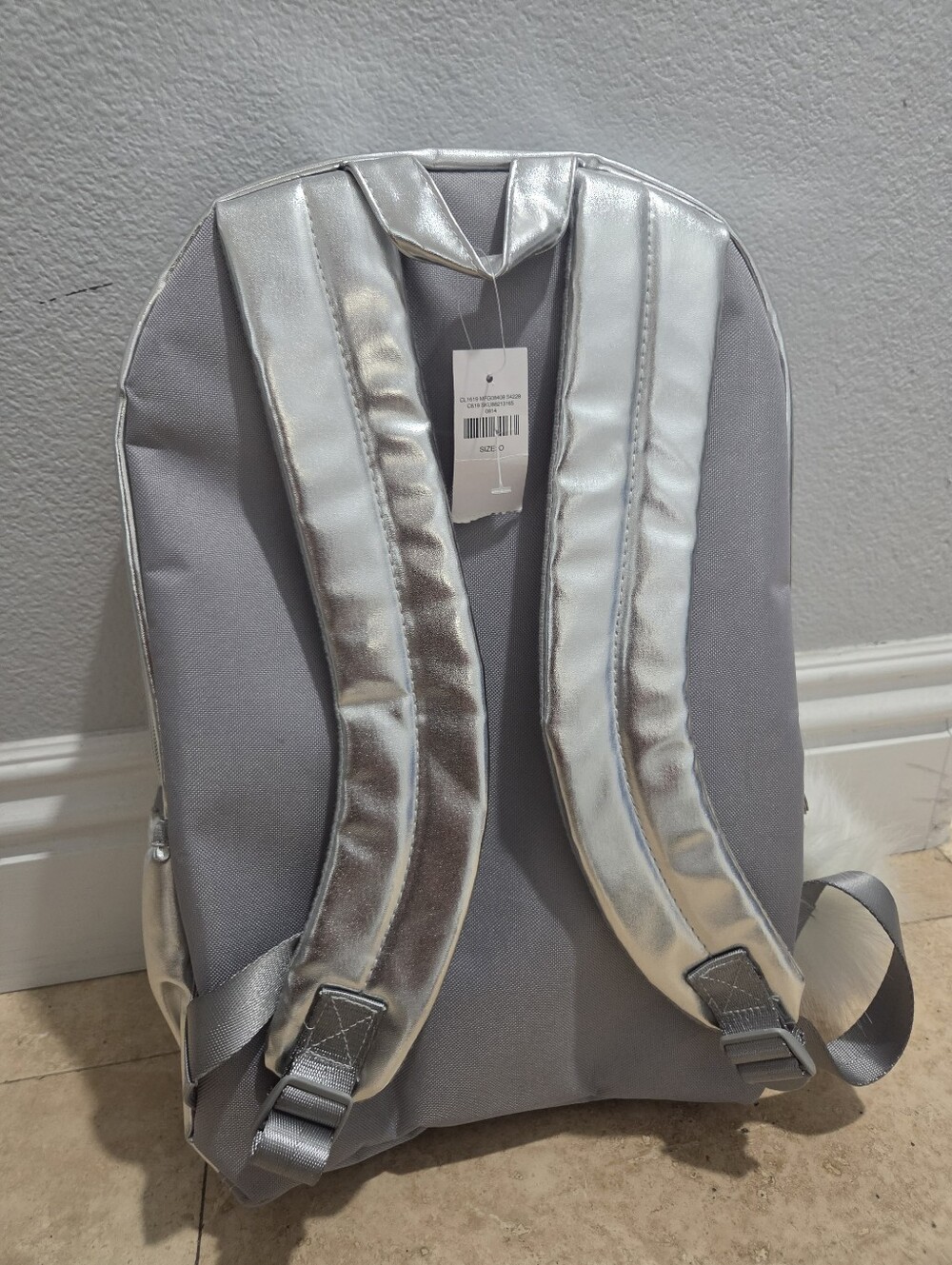 Justice Metallic Glitter Stripe Backpack - Silver, Gold, Rose Gold - Picture 3 of 6